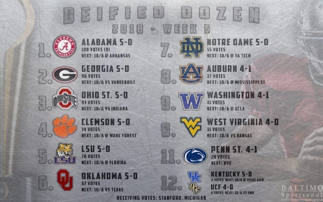 BSL Deified Dozen: 2018 College Football Week 5 Poll