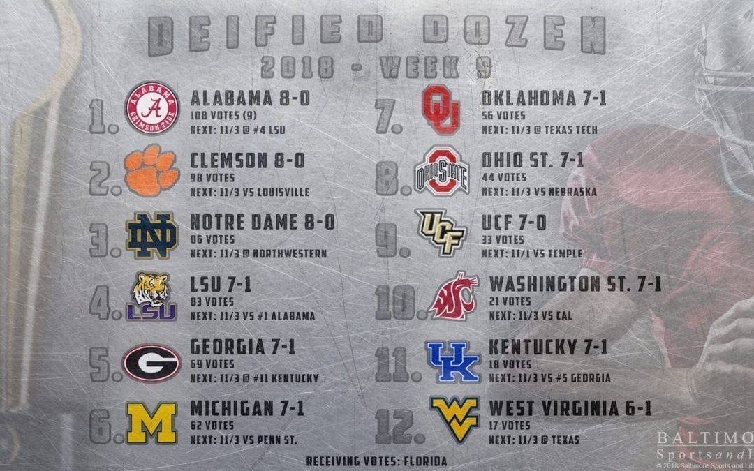 BSL Deified Dozen: 2018 College Football Week 9 Poll